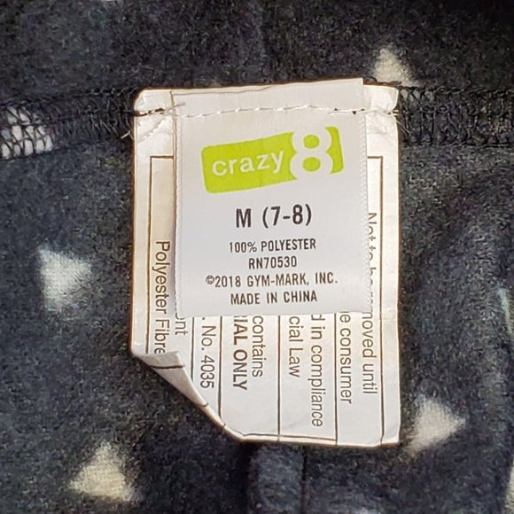 Crazy 8 Girls Fleece Winter Hat Medium (7-8) Black with White Print & Faux Fur P - Picture 4 of 4